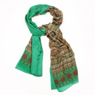 Chal 100% seda estampada/reversible verde